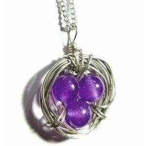 Purple birds nest necklace